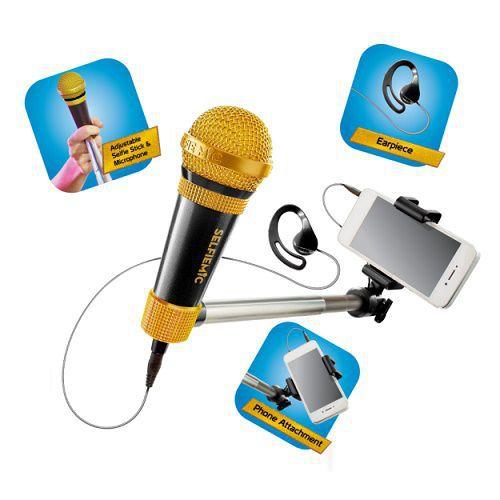 Selfie MIC Microfone para Karaoke com Pau de Selfie Preto Estrela 00013