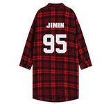 Série BTS Moda Impressão vermelho da estrutura camisa de manga longa Blusas