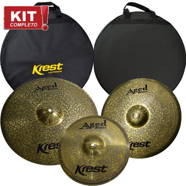 Set de Pratos Bateria R20 Mc16 Hi Hat14 ABSET3 Aged Brass Krest - Krest Cymbals