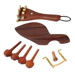 Set Rosewood 4/4 Violin Parts Chinrest Tuning Pegs Tailpiece Tuners Endpin