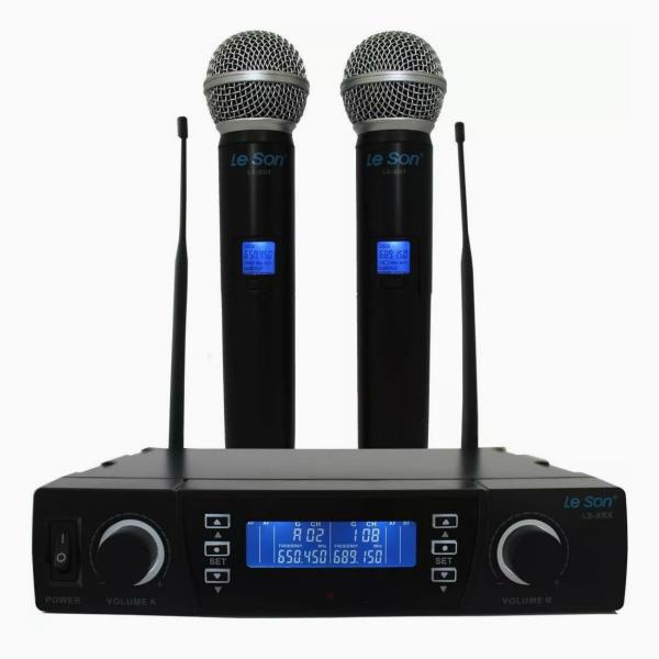 Sistema de Microfone Digital UHF Sem Fio Duplo PLL LSX-02 - Leson