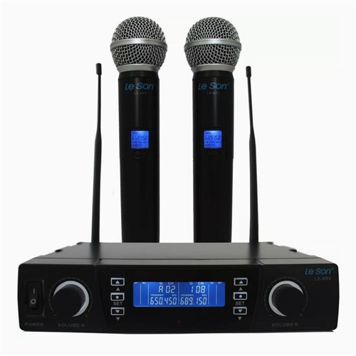 Sistema de Microfone Digital Uhf Sem Fio Duplo Pll Lsx-02 - Leson