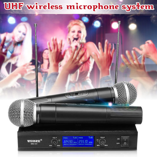 Sistema de Microfone Sem Fio de Mão Sem Fio Uhf / Display 2 Microfone 2 Ch Party
