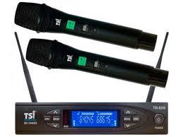 Sistema de Microfone Sem Fio Duplo de Mão com 200 Canais Uhf Tsi 8299-uhf