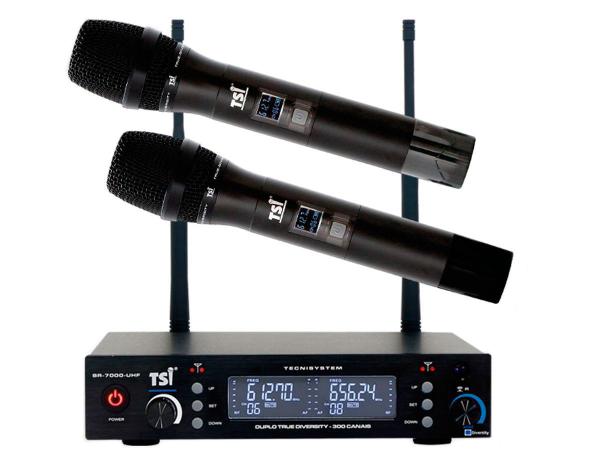 Sistema Duplo de Microfones Sem Fio com Processo de Recepção Duo-4 Diversity TSI BR-7000-UHF