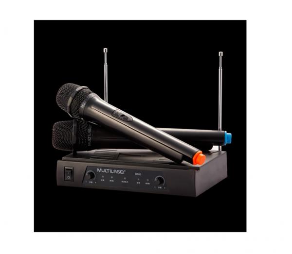Sistema Microfone Duplo Sem Fio + Receiver Multilaser Sp328