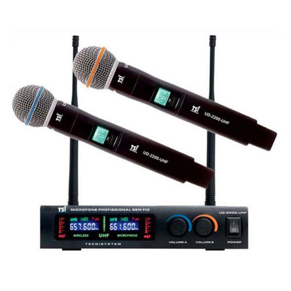 Sistema Microfone Sem Fio Digital Duplo TSI-1200 UHF - TSI
