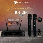 Sistema Microfone sem Fio K-412M UHF Duplo Vocal - KADOSH