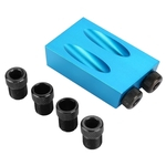 Slant Hole Positioner, Blue Aluminum Alloy 15 Degree Carpentry Guide Slant Hole Positioner Use with a 6/8 / 10mm Drill Adapter