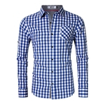 MrWonder Men's Slim Fit 100% Cotton Button Down Long Sleeve Plaid Shirt