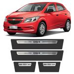 Soleira Chevrolet Onix 2012 A 2019 Protetor De Portas Aço Escovado Premium Grafia Personalizada