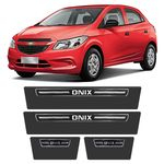 Soleira Chevrolet Onix 2012 A 2019 Protetor De Portas Preto Premium Grafia Personalizada