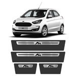 Soleira Ford Ka 2015 A 2020 Protetor De Portas Aço Escovado Premium Grafia Personalizada