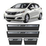 Soleira Honda Fit 2013 A 2020 Protetor De Portas Aço Escovado Premium Grafia Personalizada