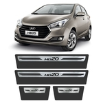 Soleira Hyundai Hb20 2012 A 2020 Protetor De Portas Aço Escovado Premium Grafia Personalizada