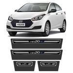 Soleira Hyundai Hb20s 2012 A 2020 Protetor De Portas Preto Premium Grafia Personalizada