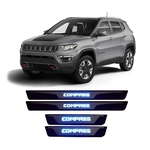Soleira Led Jeep Compass 2017 A 2020 Protetor De Portas Aço Inox Iluminação Personalizada