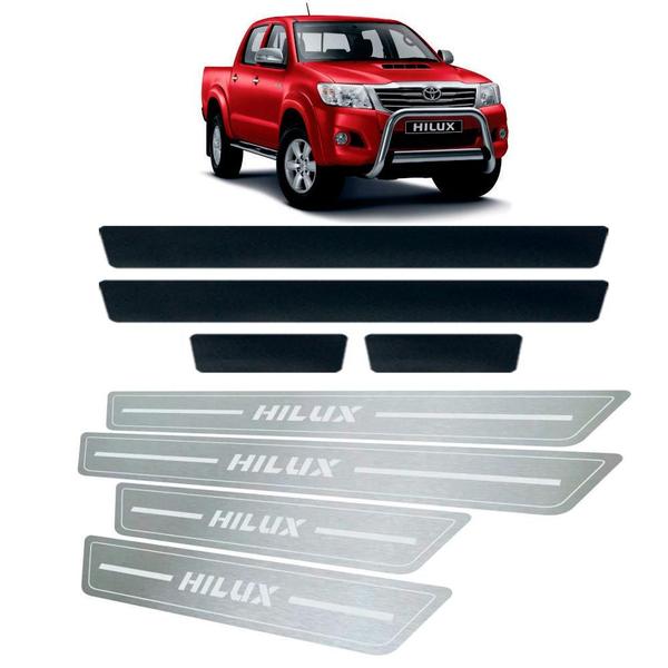 Soleira + Vinil Toyota Hilux 2016 2017 2018 2019 Aço Inox - Three Parts