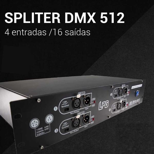 Spliter Dmx 16 Saídas (2 Entradas / 16 Saídas) Lpg