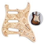 SSS Guitarra de Madeira Pickguard Maple Wood com Padrão de Flor Decorativo para ST Guitarras Elétricas