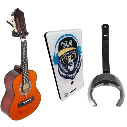 Suporte de Parede Instrumento de Corda Violão Guitarra Baixo Ag Design Music Bear - Ask