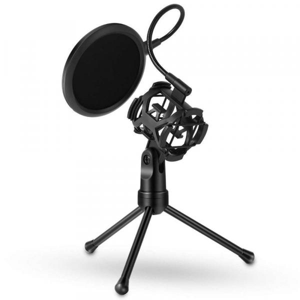 Suporte Microfone de Mesa Youtuber C/ Filtro POP Andowl PS-2