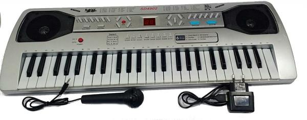 Teclado Infantil Piano 49 Teclas Bivolt 110/220V com Microfone - Keyborad