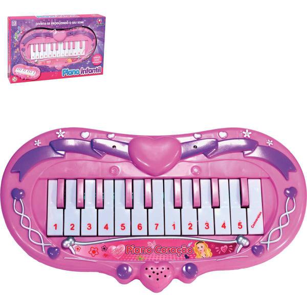 Teclado Infantil Piano Coracao Rosa 16CM - eu Quero Eletro