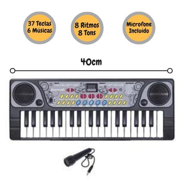 Teclado Piano C/ Microfone Infantil BX1622 DM Toys - Dm Brasil