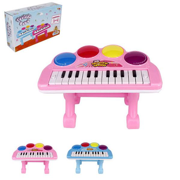 Teclado / Piano Musical Infantil Baby Colors com Apoio + Luz a Pilha na Caixa Wellkids - Wellmix