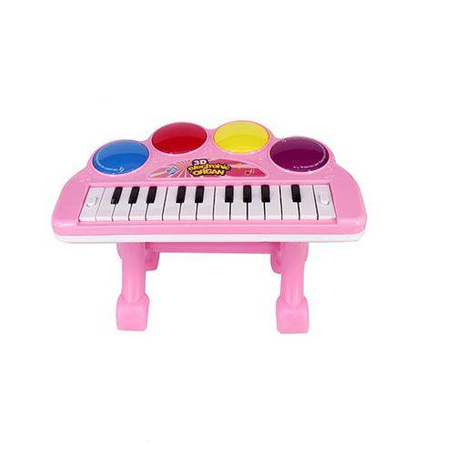 Teclado Piano Musical Infantil Baby Colors com Apoio + Luz a Pilha Wellkids