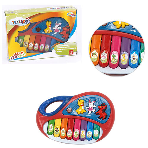 Teclado Piano Musical Infantil Bichinhos Meu Ritmo Colors a Pilha na Caixa Wellkids
