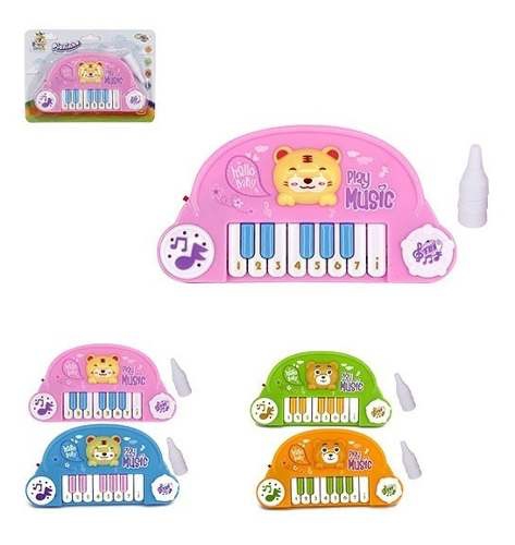 Teclado Piano Musical Infantil Bichinhos Sortidos Colors com Pe a Pilha na Cartela - Wellmix