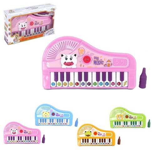 Teclado Piano Musical Infantil Bichinhos Sortidos Colors com Pe + Luz a Pilha na Caixa Wellkids - Wellmix
