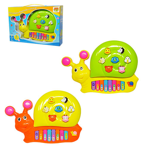 Teclado / Piano Musical Infantil Caracol Colors com Luz a Pilha na Caixa