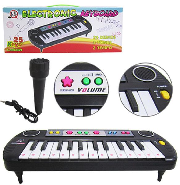 Teclado / Piano Musical Infantil com Microfone Eletronic Keyboard a Pilha - Barcelona