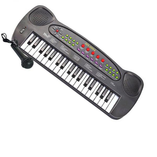 Teclado Piano Musical Infantil com Microfone Preto Hs-999 a Pilha - Dm Brasil