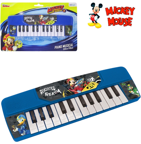 Teclado / Piano Musical Infantil Mickey a Pilha 28x9,5cm na Cartela - Etitoys