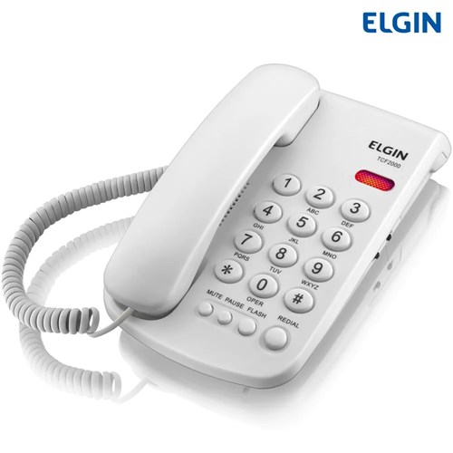 Telefone com Fio Chave de Bloqueio Elgin Branco TCF 2000
