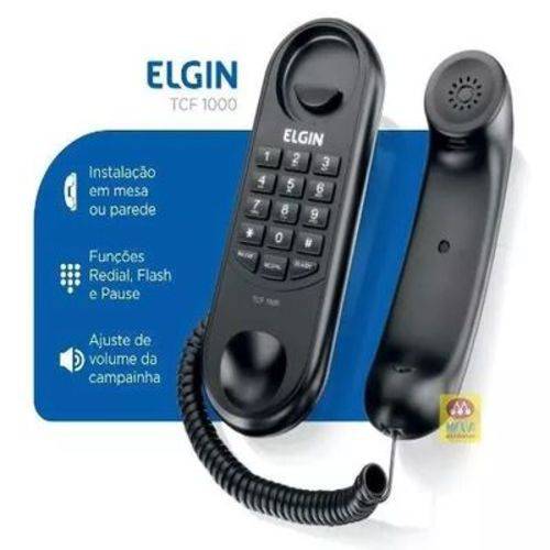 Telefone com Fio TCF1000 Flash e Rediscagem Preto Elgin