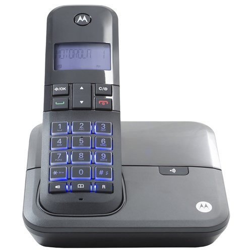 Telefone Digital Sem Fio Moto4000 Motorola com Identificador de Chamadas, Viva-Voz, Visor e Teclado Iluminados - Preto