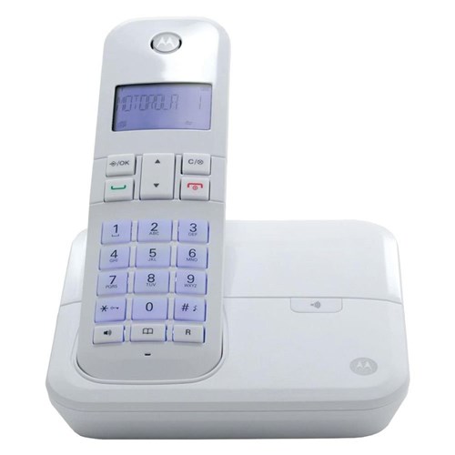 Telefone Digital Sem Fio Motorola Moto 4000W com Identificador de Chamadas, Viva Voz - Branco