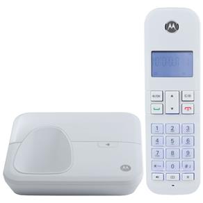 Telefone Digital Sem Fio Motorola MOTO4000W com Identificador de Chamadas, Viva-voz, Visor e Teclado Iluminados - Branco