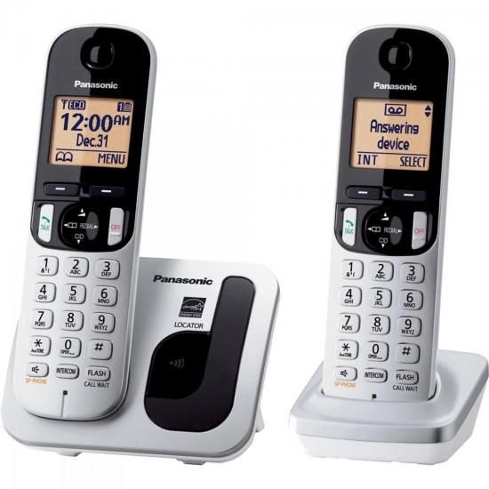Telefone Sem Fio com ID Base + Ramal KX-TGC212LB1 Cinza Pana - Panasonic