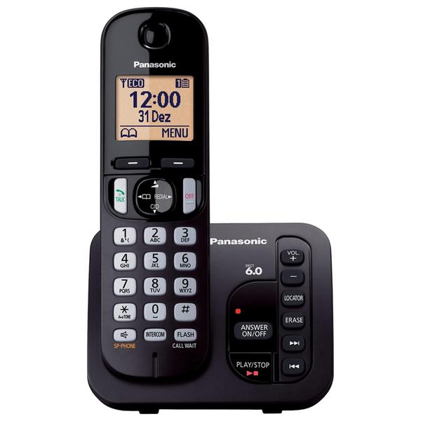 Telefone Sem Fio com ID/SECRETARIA/VIVA VOZ KX-TGC220LBB Preto Panasonic