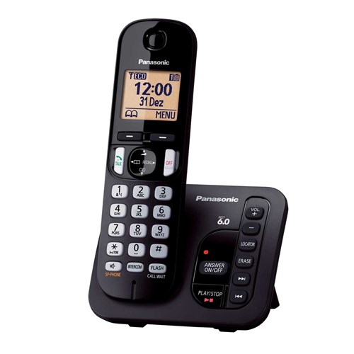 Telefone C/ Secretária Eletrônica Sem Fio Panasonic Kx-Tgc220lbb Dect 6.0 Preto
