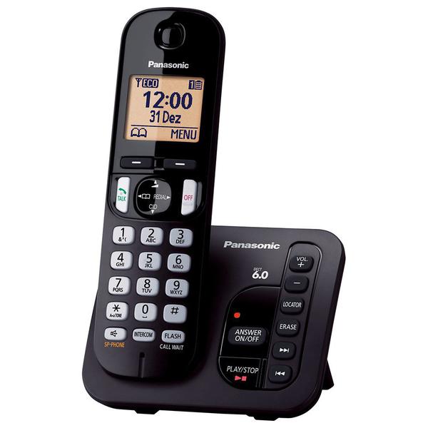 Telefone Sem Fio com Secretária Eletrônica e ID Panasonic DECT 6.0 Preto - KX-TGC220LBB