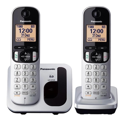 Telefone Sem Fio Panasonic Kx-Tgc212lb1, 2 Ramais, Viva-Voz, Branco - Bivolt