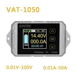 Tensão Corrente Juntek VAT1050 sem fio medidor 100V 50A bateria de carro Monitoramento 12V 24V 48V Bateria Coulomb Contador VA Medidor