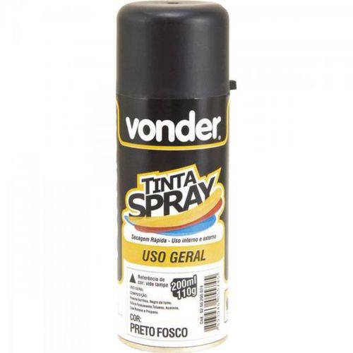 Tinta Spray Uso Geral 200ml Preto Fosco Vonder